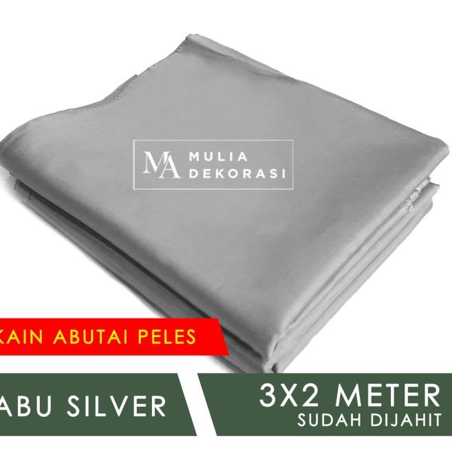 Kain Abutai Peles Dekorasi Backdrop Dijahit Nikahan Lamaran Syukuran - Putih, Kain + Tali