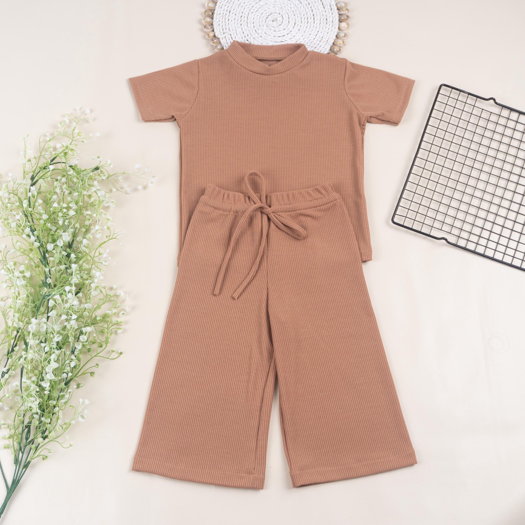 IL - Jenna Set | Setelan Anak Perempuan Celana Panjang RIB / Set Anak Polos Celana Panjang