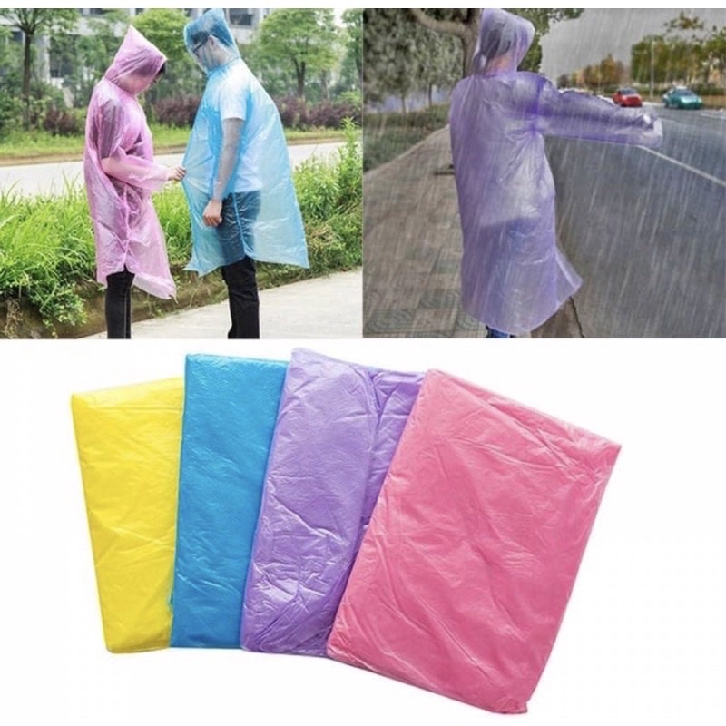 Jas Hujan Sekali Pakai Ponco Raincoat Plastik Disposable Emergency Rain Coat Anti Air