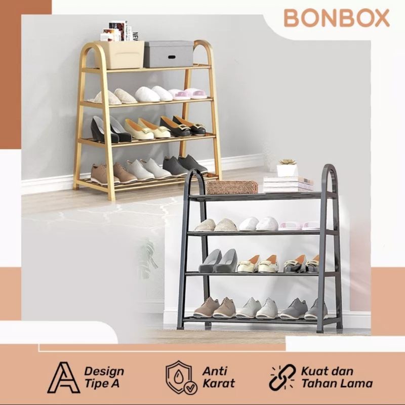 Bonbox BFS701 Rak Sepatu Susun 4 Tingkat Rangka Baja