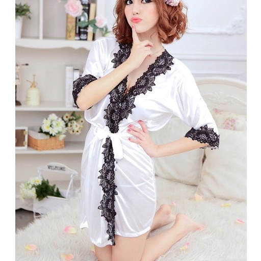 Baju Tidur Murah Wanita Set kimono Sexy leher-V Lengan 3/4 piyama A172
