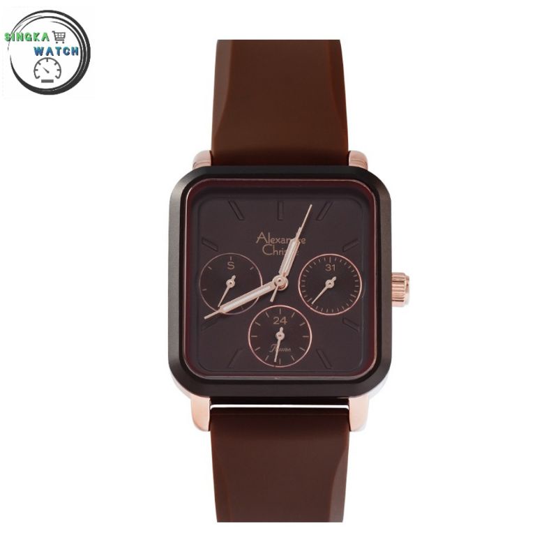 JAM TANGAN CEWEK ALEXANDRE CHRISTIE ORIGINAL/JAM AC ORI SERI 2A24BF WARNA COKLAT ROSEGOLD