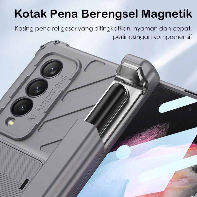 (Pena Gratis)⚡Casing Case Samsung Galaxy Z Fold 3 Dengan Engsel Magnetik Protect ARMOR Stand Adjust Untuk Samsung Galaxy Z Fold 3 Fold3 5G