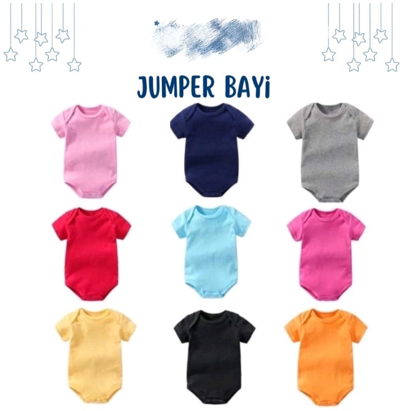 jumper bayi lenan pendek bodysuit jumsuit baby katun polos
