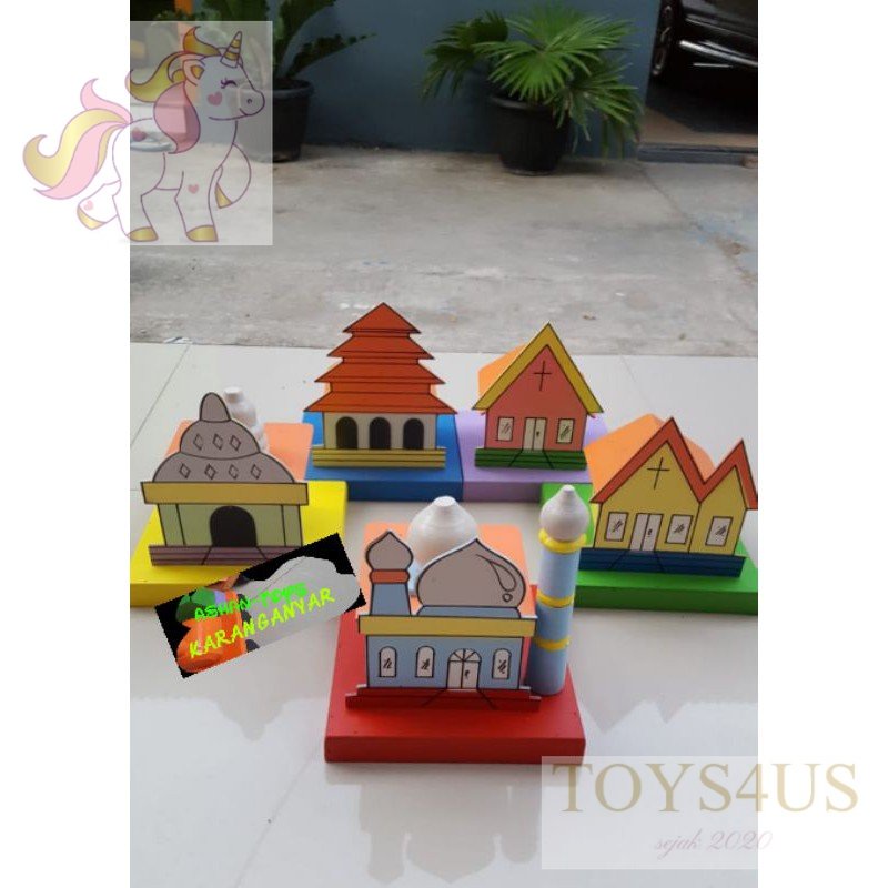 Toys4Us - Maket Rumah Ibadah,Maket Tempat Ibadah,Mainan Kayu Rumah Ibadah,Peraga Rumah Ibadah