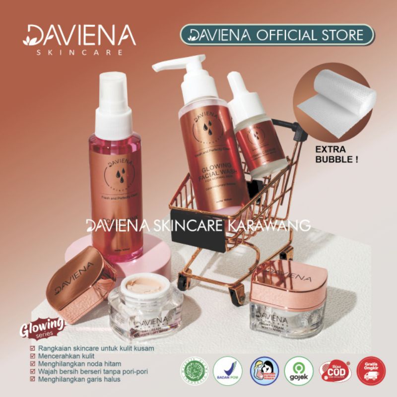 (DAVIENA OFFICIAL)DAVIENA SKINCARE|GLOWING SERIES|PEMUTIH WAJAH BPOM|SKINCARE|DAVINA SKINCARE