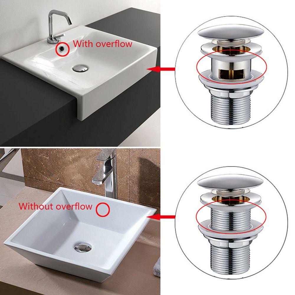 Populer Basin Sink Tap Tombol Pembuangan Limbah Push Pop Up Baskom Drain Device