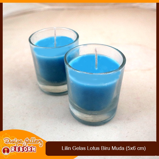 Lilin Stearin Candle Biru Muda Gelas Cafe Resto Hotel Spa Serbaguna