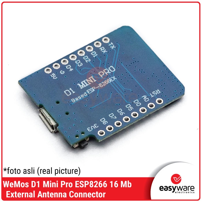 WeMos D1 Mini Pro ESP8266 16MB Board with External Antenna Connector