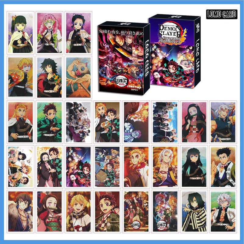 30pcs / Set Kartu LOMO Mata-Mata Desain Anime Demon Slayer Attack on Titan Tokyo Revengers Jujutsu Kaisen