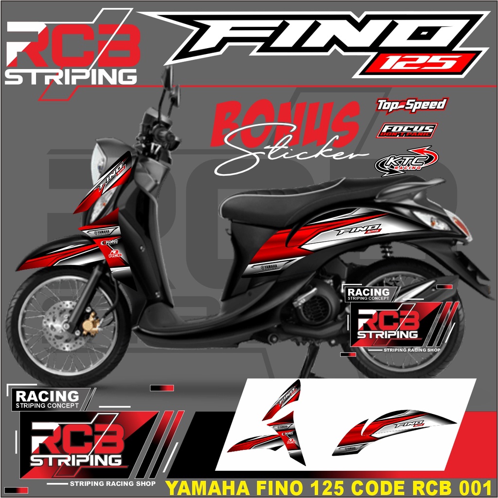 Stiker Striping Lis FINO 125 - Sticker Striping Variasi Motor FINO 125 Desain Racing fino RCB 001