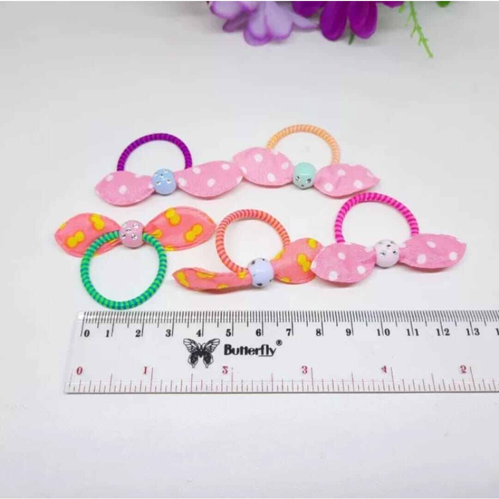 5pcs karet rambut anak pita ala korea  / karet rambut chiby ala korea