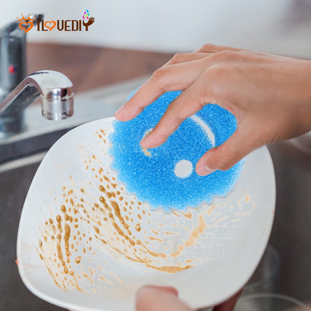4pcs Spons Pembersih Piring Multifungsi Untuk Dapur / Kamar Mandi