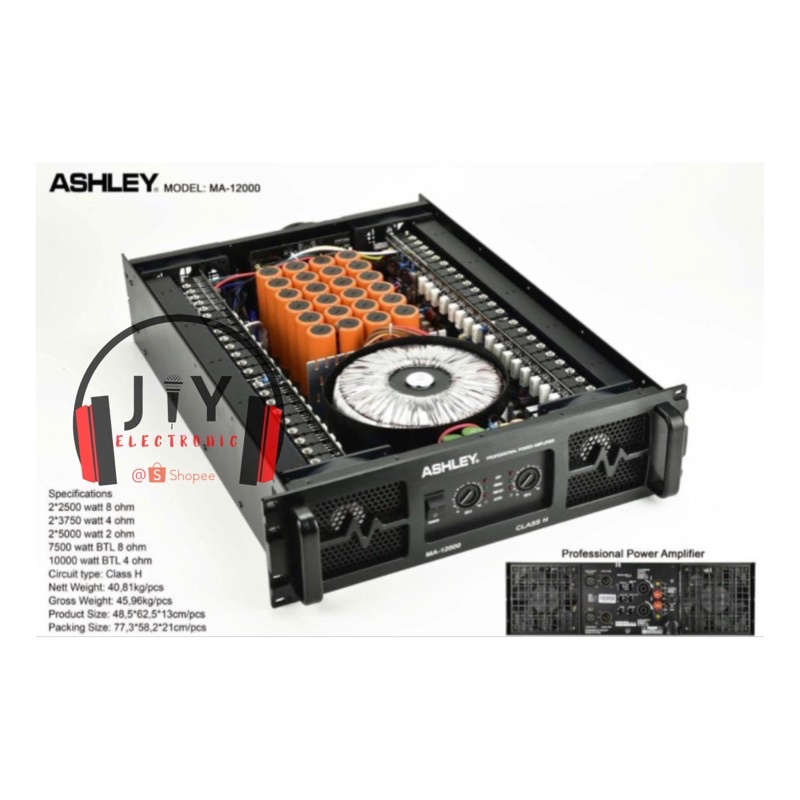 Power Ashley 2 Channel Class H MA-12000 MA12000 MA 12000 Original