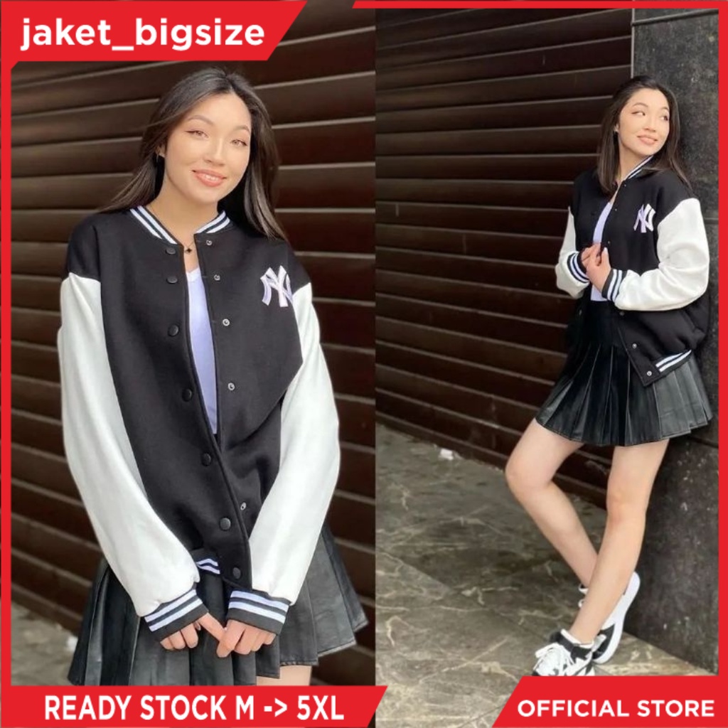 Jaket Varsity Bomber New York NY Pria Laki - Laki Wanita Perempuan Jumbo Bigsize Ukuran m l xl xxl xxxl xxxxl xxxxxl