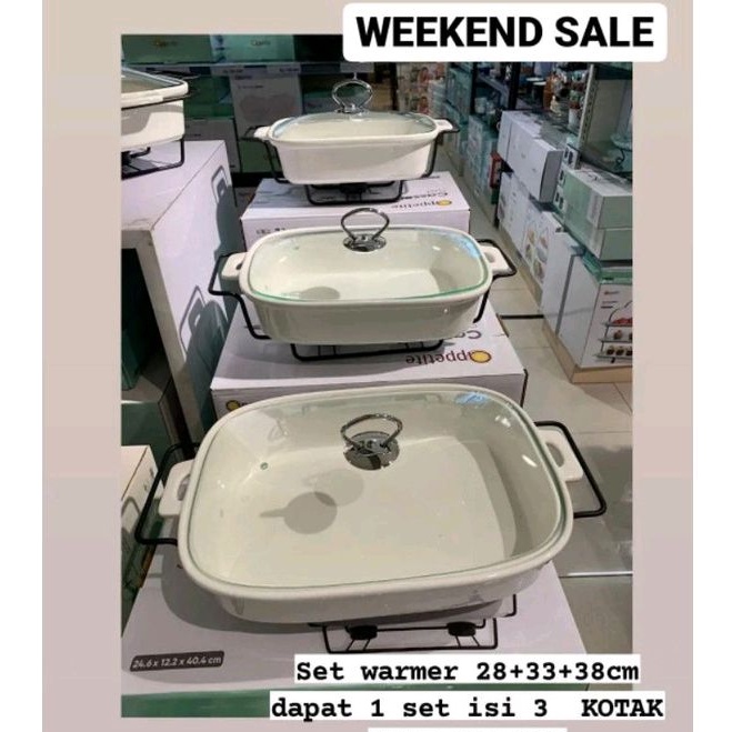 INFORMA Warmer Serving/Wadah Saji Keramik Putih Oval/Kotak/Rect