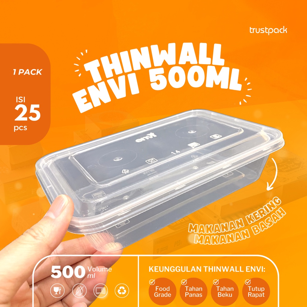 Kotak Makan Plastik 500 ml Tempat Box Nasi Microwave Thinwall Food Container