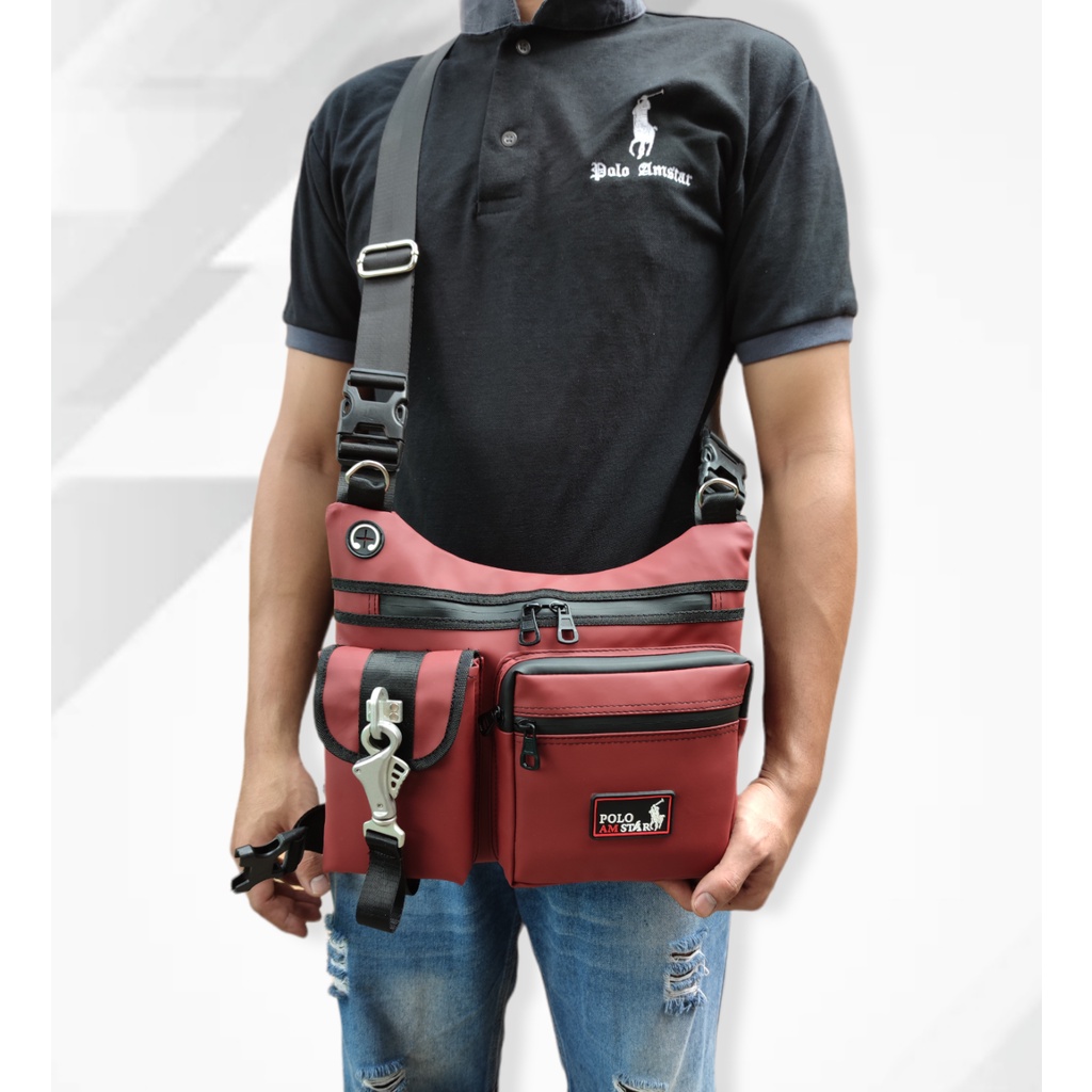 Chest Bag &amp; Selempang 2 Fungsi ANTI AIR Original Polo Amstar  Bahan  Ballon Waterproof Tebal Premium Quality Tas Selempang Pria Wanita Chest Bag Tas Rompi Tas Pelindung Dada Tas Multifungsi Pria Wanita