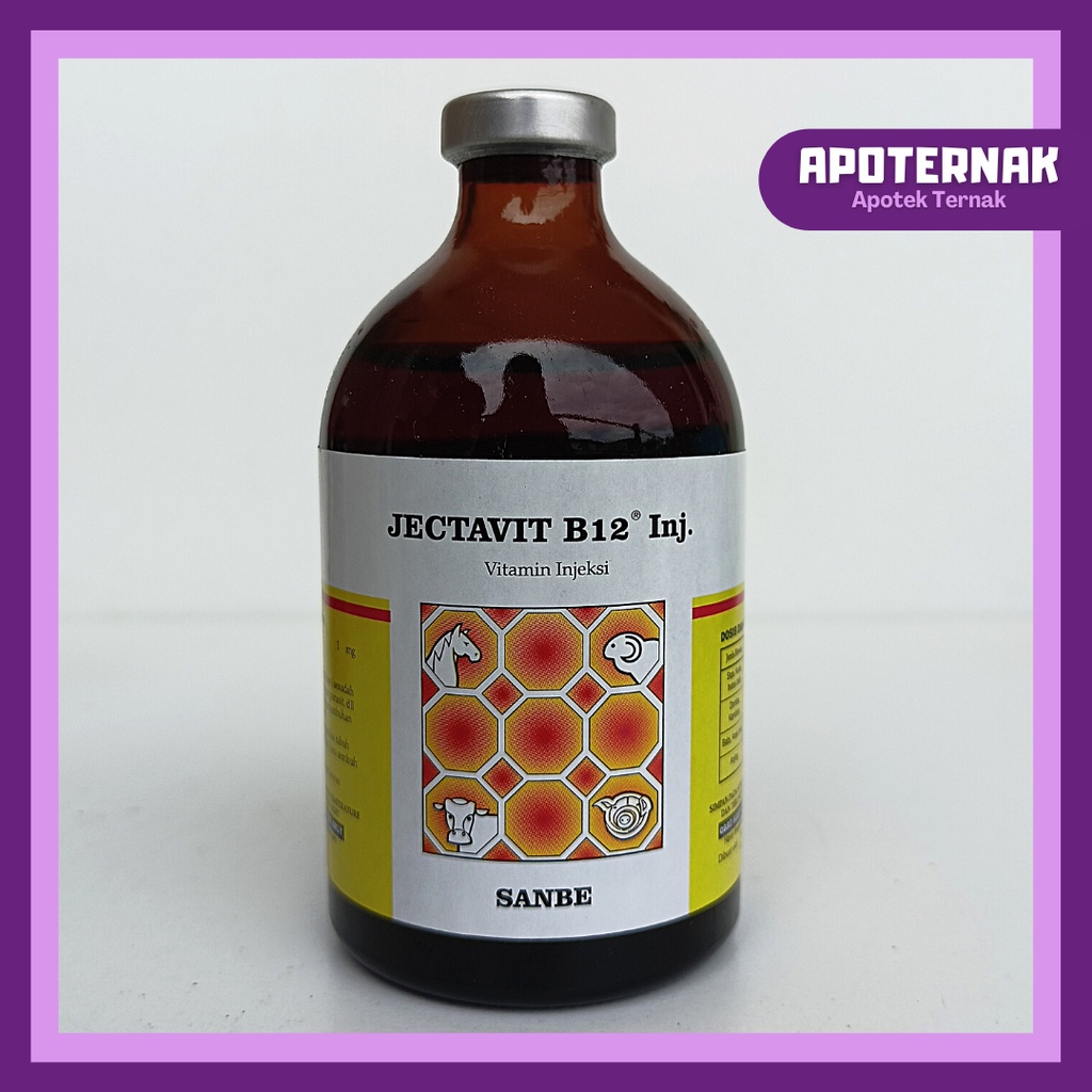 JECTAVIT B12 100ml Injeksi SANBE | Vitamin B12 semua jenis hewan Sapi Domba Kambing Kuda Babi Kucing dll