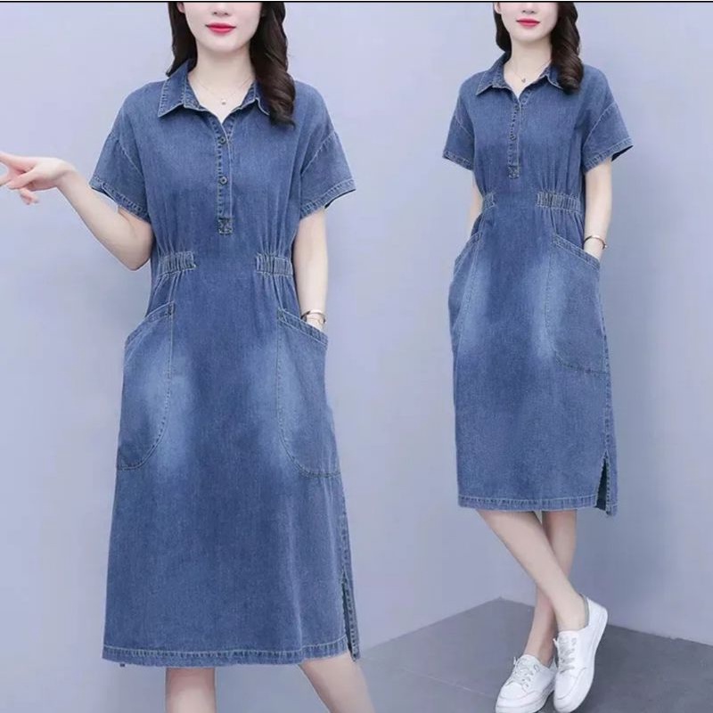 DRESS JEANS WANITA DEPAN KIRI KANAN KARET