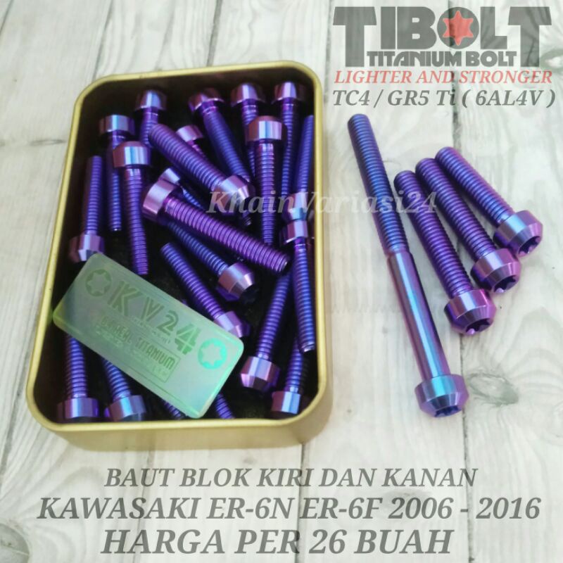 Baut Titanium grade 5 Blok kiri kanan Kawasaki 650 ER6 ER-6F ER-6N ER650EGF 2006 - 2016