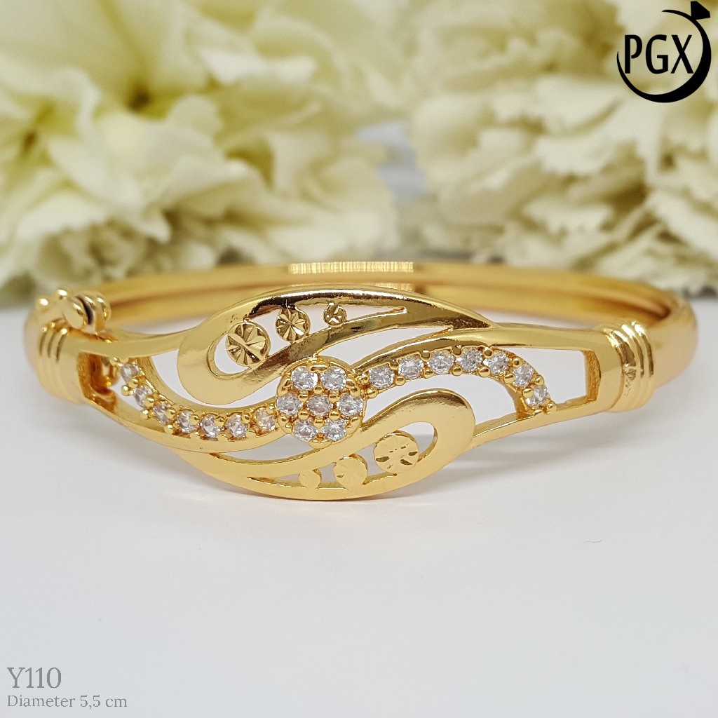 PGX Gelang Xuping Wanita Bangkok Bangle Aksesoris Perhiasan Lapis Emas - Y110