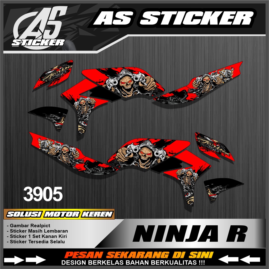 3905a Skotlet Striping Semifull Set Kanan Kiri Motor Ninja R Lama Variasi Desain Tengkorak Pistol St