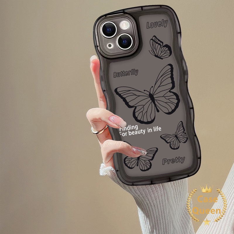 Casing Wavy Edge Case Oppo A17 A95 A96 A16s A77s A16K A54 A15 A7 A74 A12 A57 2022 A1K A17K A5 A9 2020 A52 A16 A3s A5s A53 A12E A55 A16E Reno7 6 5 8 A76 F9 A15s Ins Retro Sarung Kupu Kupu