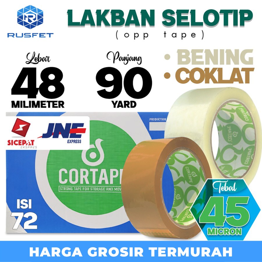 

Lakban 48mm x 90yard CORTAPE plakban isolasi Ekspedisi DUS ISI 72