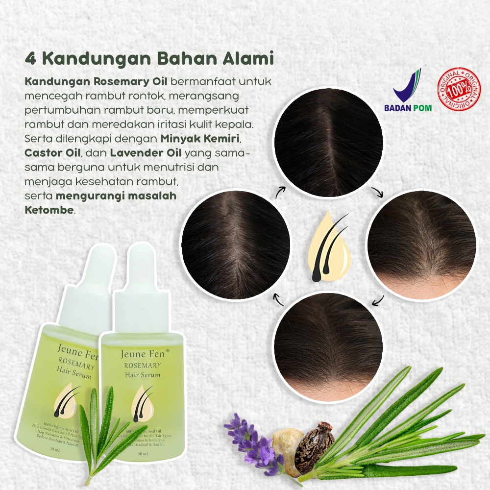 BPOM JEUNE FEN  100% Natural Oil Rosemary Hair Growth Grow Care Serum Penumbuh Rambut 30ml