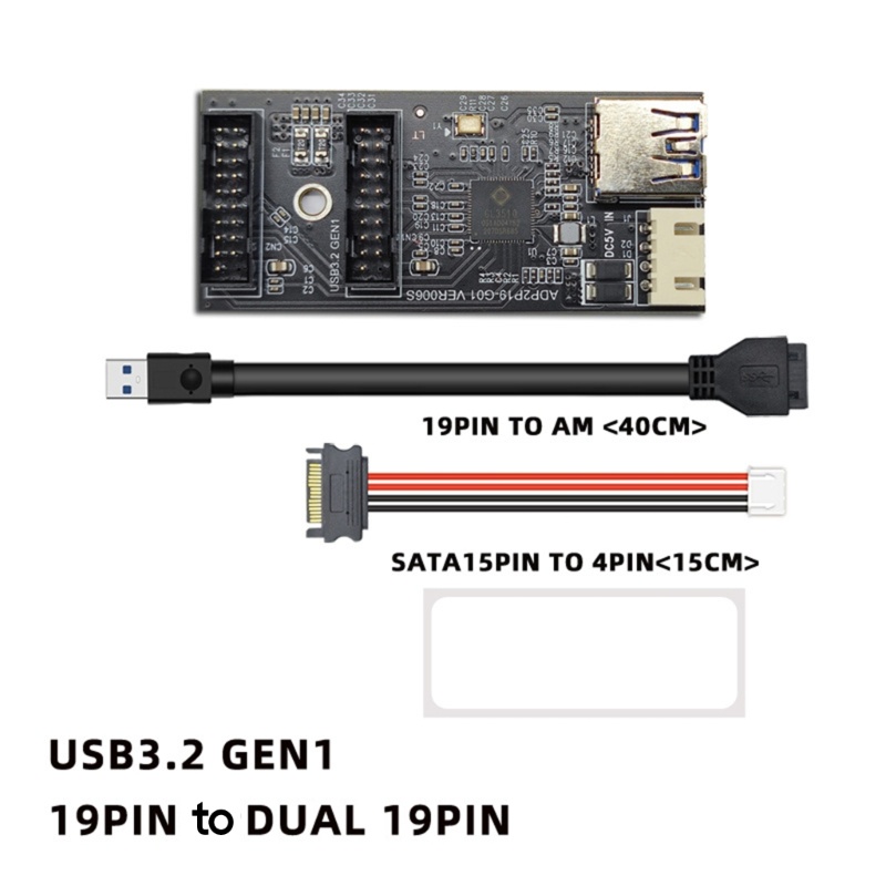 Btsg USB3.2 Gen1 19pin+19pins Depan USB 5Gbps Controller USB3.2 Converter Ekspanding