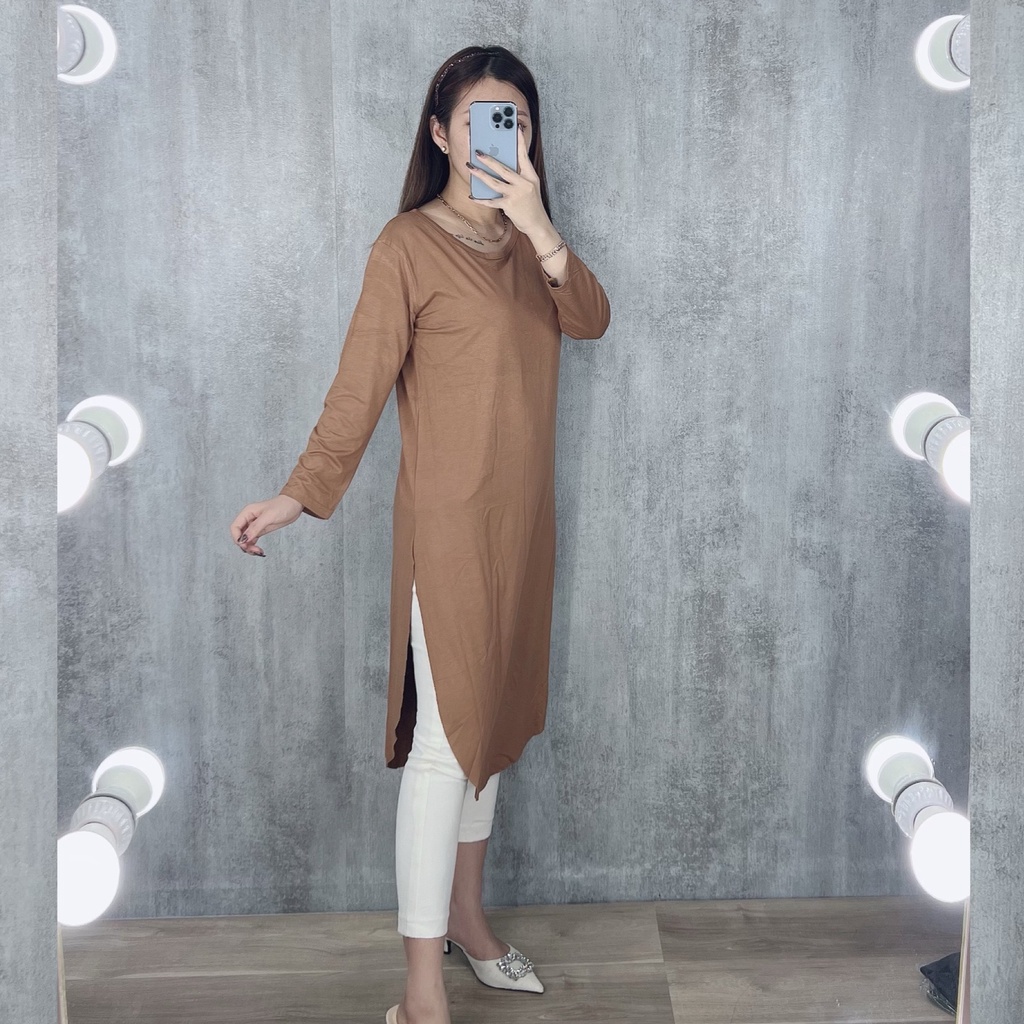 Tunik belah samping lengan 7/8 | tunik jumbo oversize