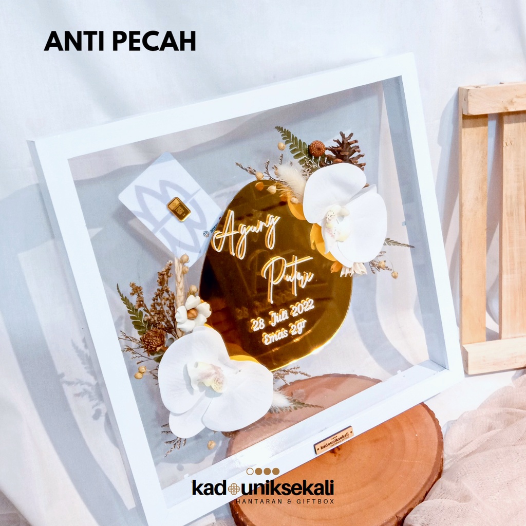 Mahar Eegie Gold Hantaran Pernikahan 30x30cm - Mahar Rustic Kayu Jatibelanda 3D