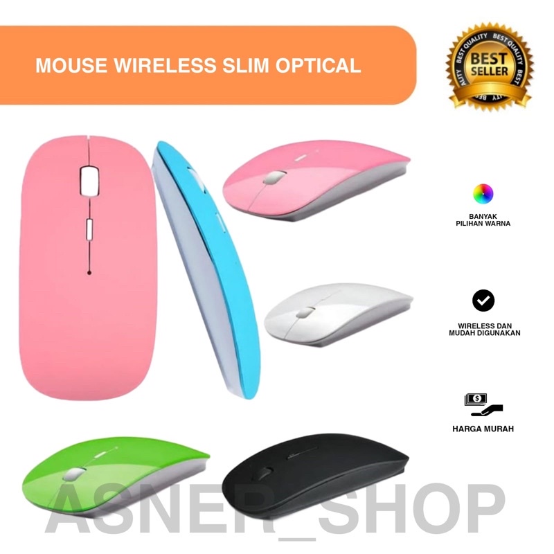 Mouse wireless Slim Tipis Optical Tipis Laptop Komputer