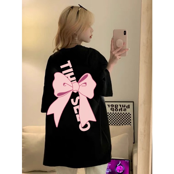 EUNII T-shirt Lengan Pendek Dasi Kupu-Kupu Korean Style/Baju Lengan Pendek Wanita/Baju Wanita/Baju Korean Style