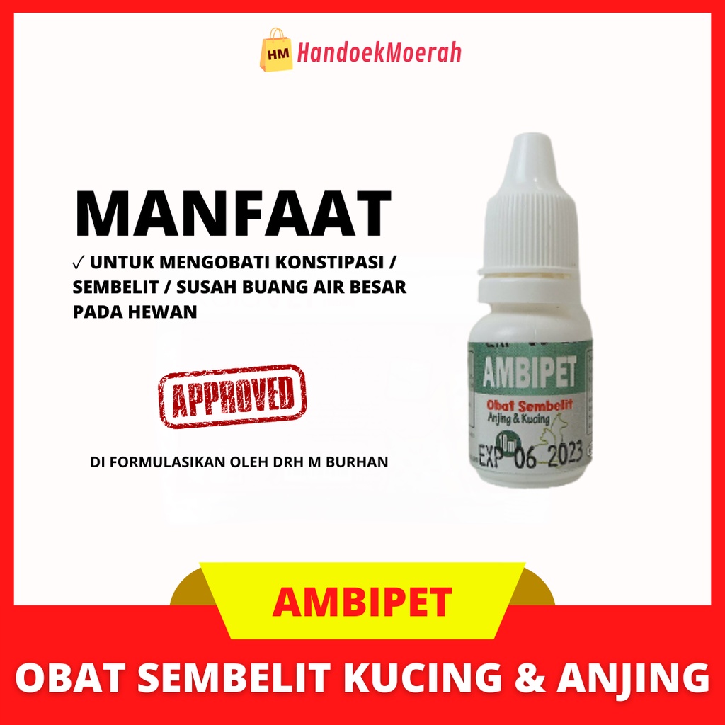 AMBIPET 10 ML / Obat Ambeien Sembelit Susah Buang Air Besar Kucing &amp; Anjing Murah