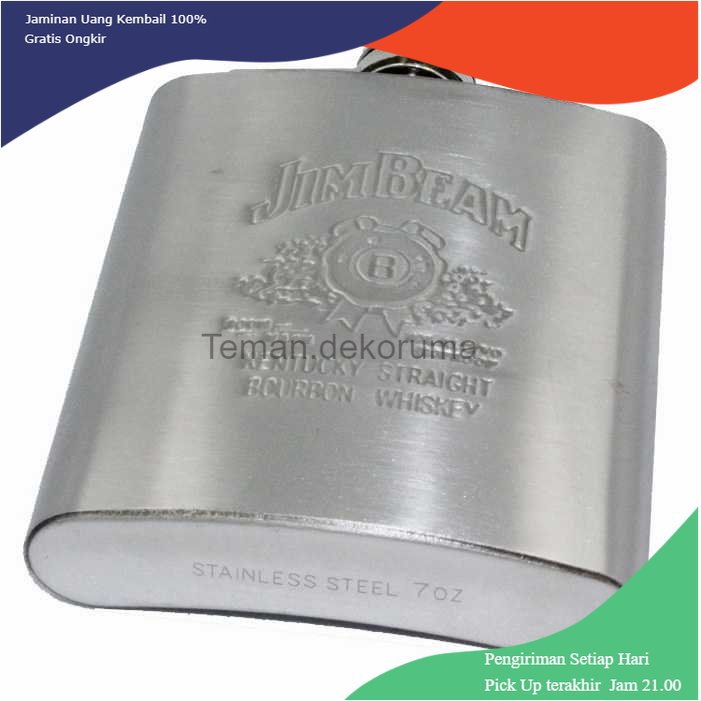 TD - PR Jim Beam Botol Minum Wine Whiskey Hip Flask 7 oz - F0212