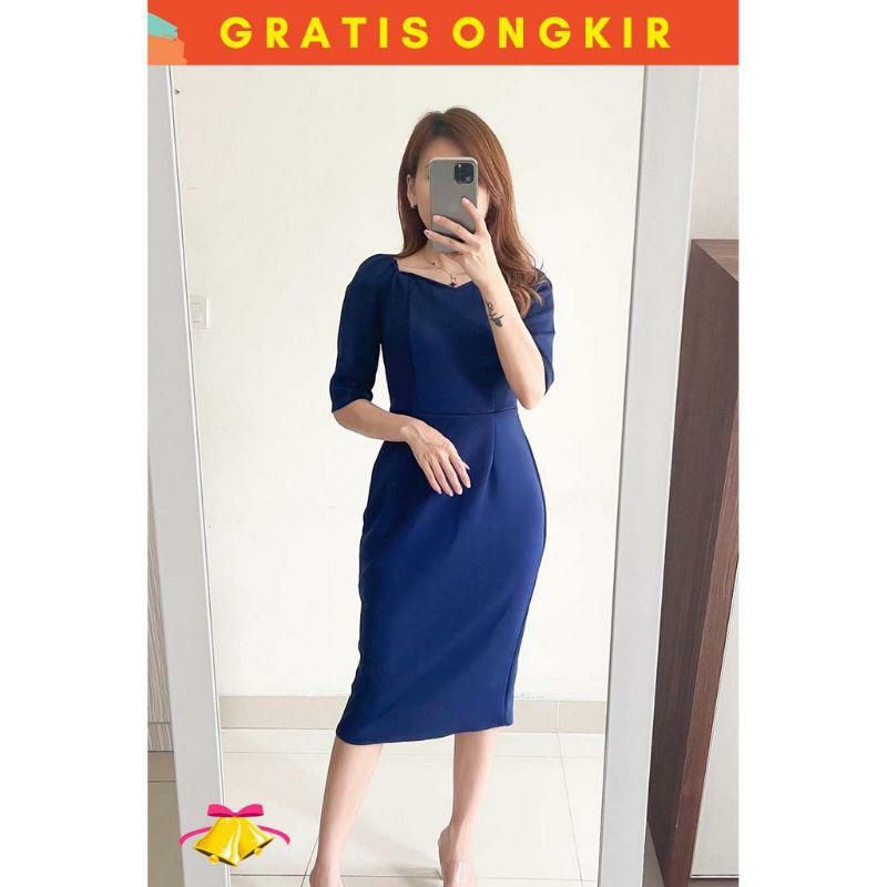 Casual Dress Wanita Elvina Midi Dress Casual Crhistmas