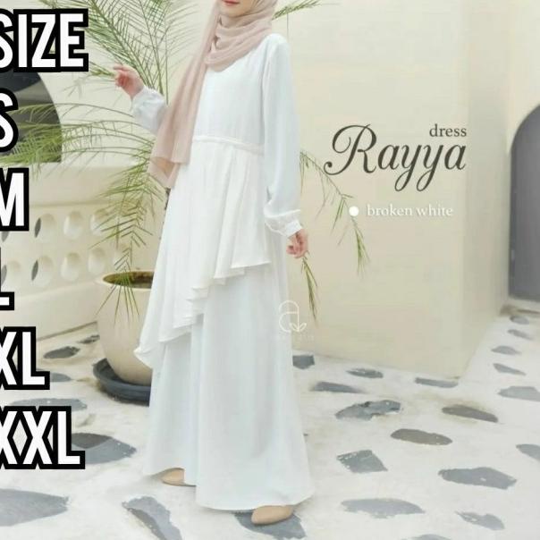 Febrina Gamis murah Baju gamis kekinian Remaja terbaru 2020 - Putih, S