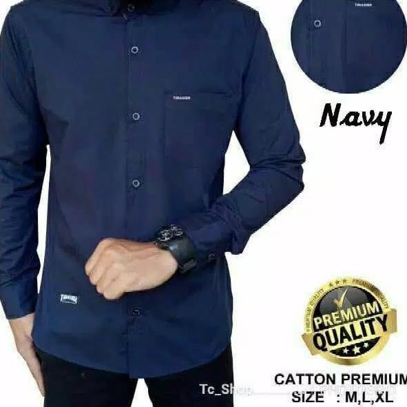 SPECIAL DISCOUNT Promo Baju Kemeja Polos Panjang Pria Hem Distro Baru - Biru Muda, M