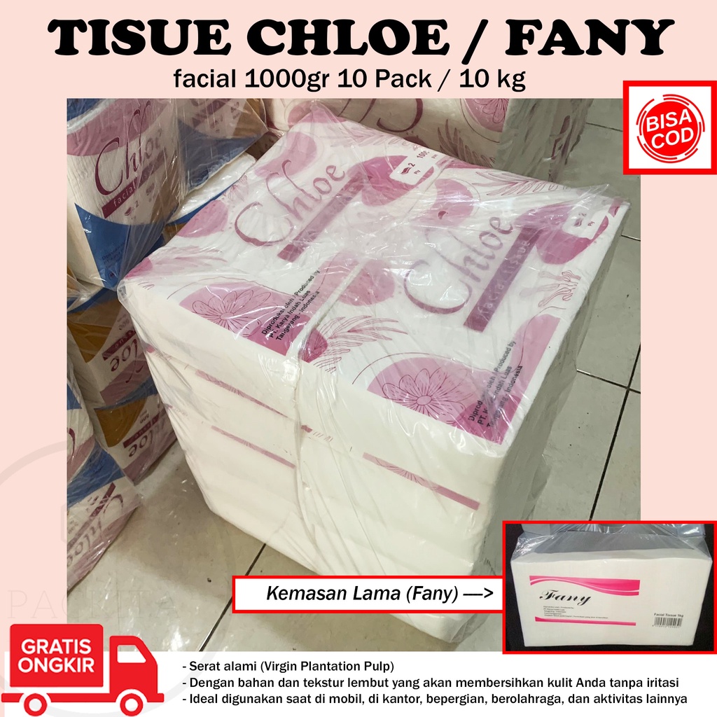 (PAKET 2KG ) tisu fany/Chole 1 gram 1kg tissue murah tissu wajah muka lembut facial ekonomis hemat