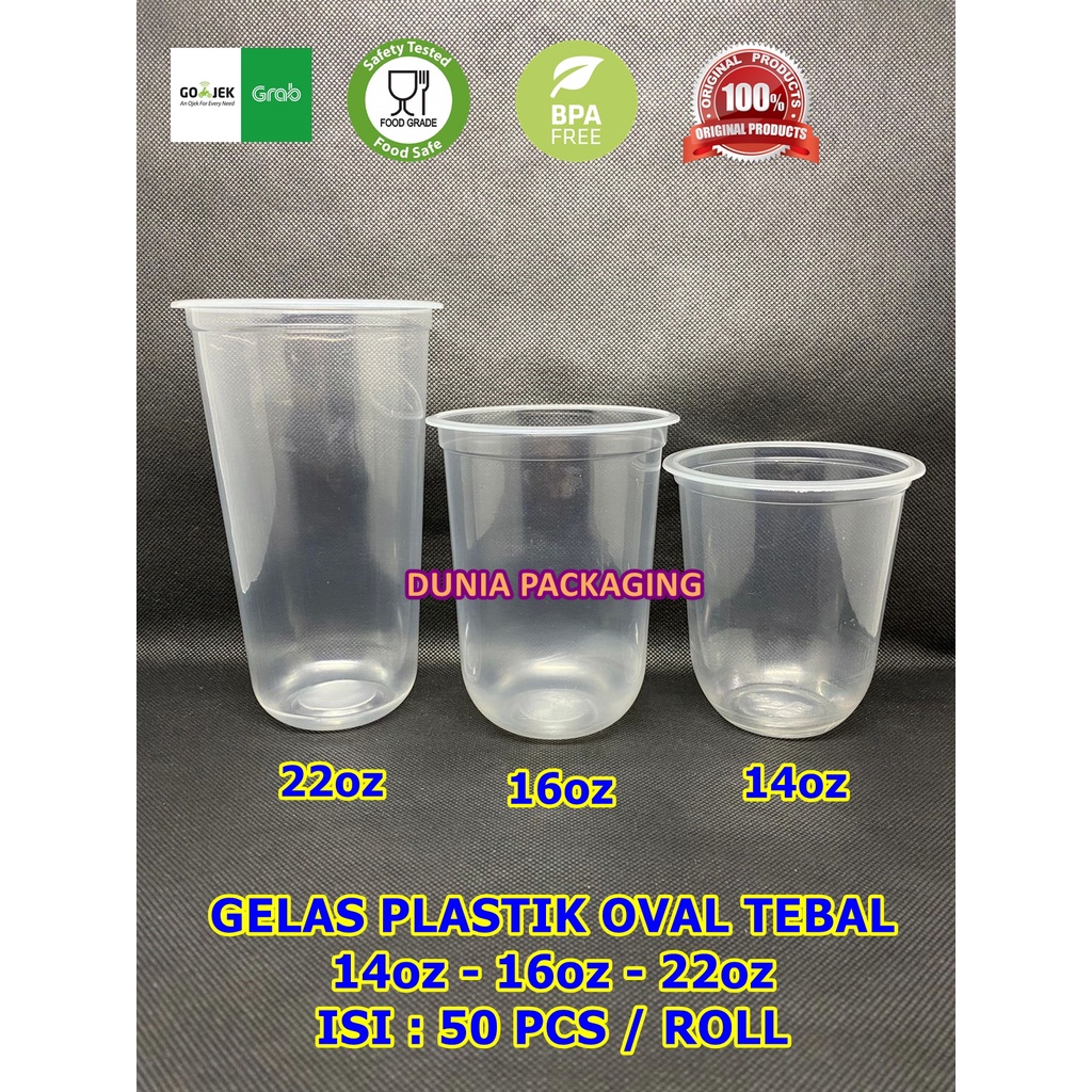 GELAS PLASTIK CUP OVAL U 14oz 16oz 22oz OVAL TEBAL CEMBUNG U BSM MEDAN