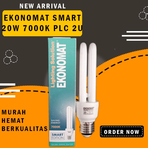 LAMPU EKONOMAT SMART EDITION PLC 2U MODEL 20 7000K PUTIH 20W E27 MURAH