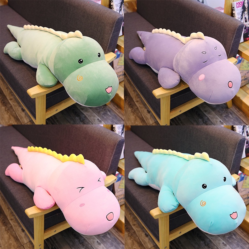 Boneka Guling Dinosaurus Ukuran 60cm dan 80cm Bahan Plush Yelvo Boneka Guling Karakter Hewan Dino Berlabel SNI Hadiah Ulang Tahun