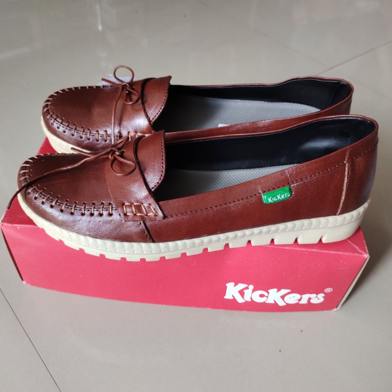 Obral Murah Kickers Sepatu Sandal Wanita Bahan Kulit Asli Elegan Murah Coklat