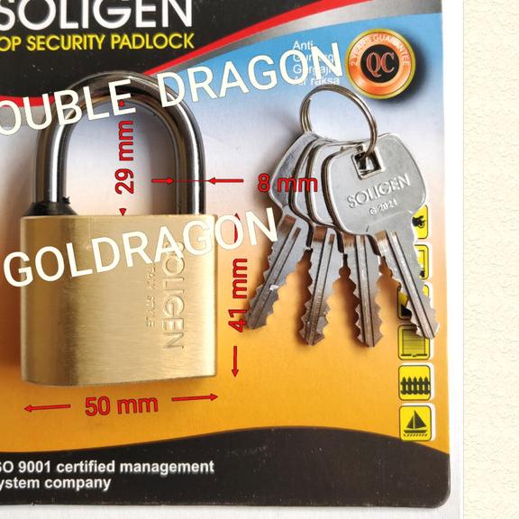 Gembok Soligen Baja Hitam 50 mm Pendek