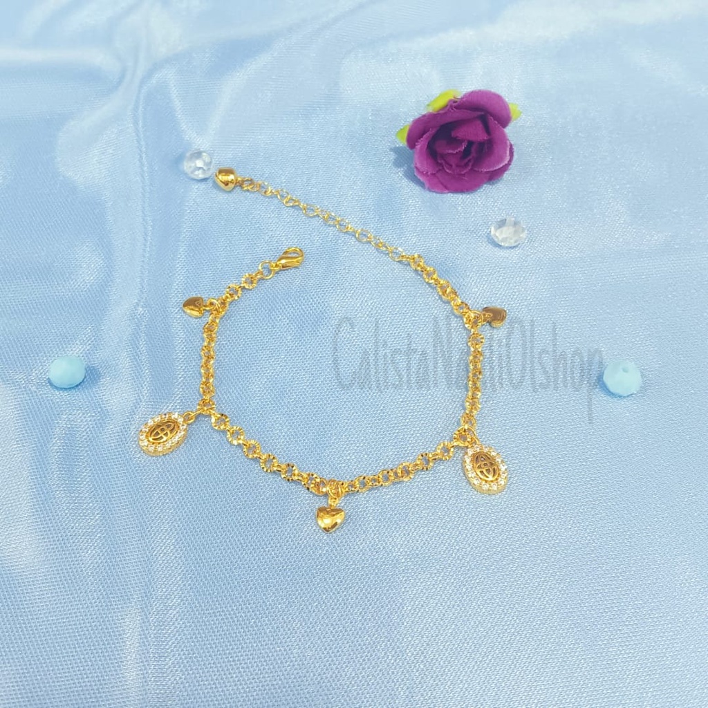 GELANG RANTAI JURAI ANAK FULL MATA  PERHIASAN EMAS KOREA ANTI KARAT DAN ANTI LUNTUR