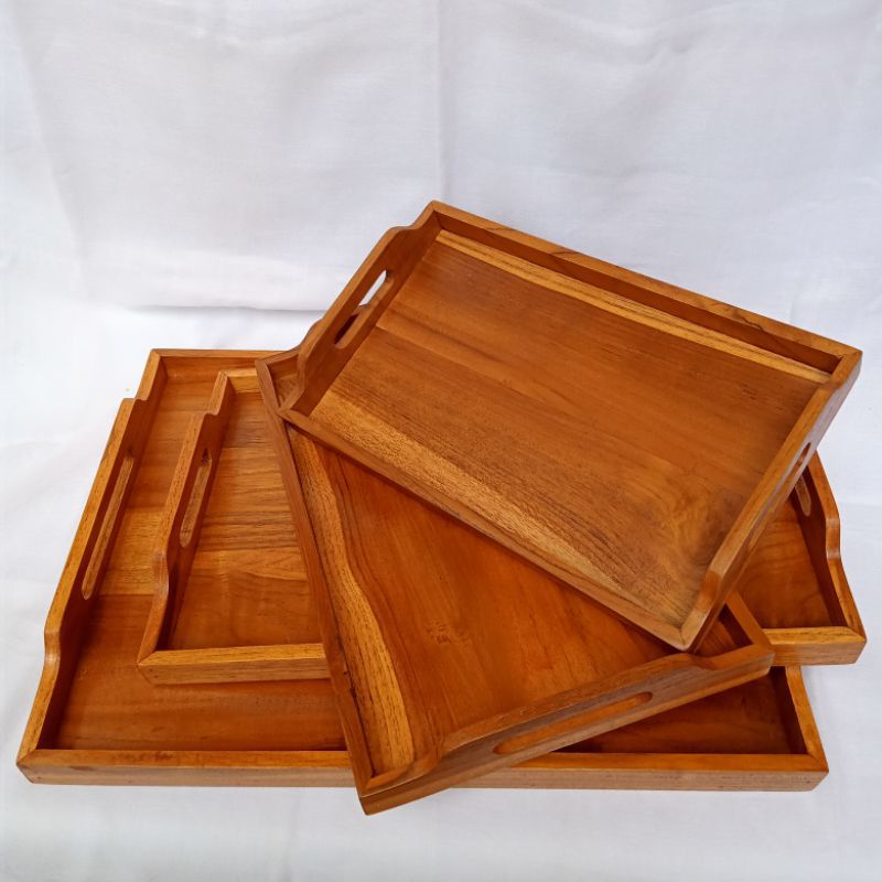 Nampan kayu jati wooden tray baki kayu nampan jati besar nampan kotak kayu wadah saji