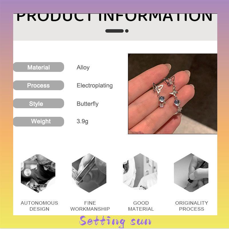 S925 Anting Rumbai Kupu-kupu Asimetris Perak Desain Mewah Anting Premium Sense TN