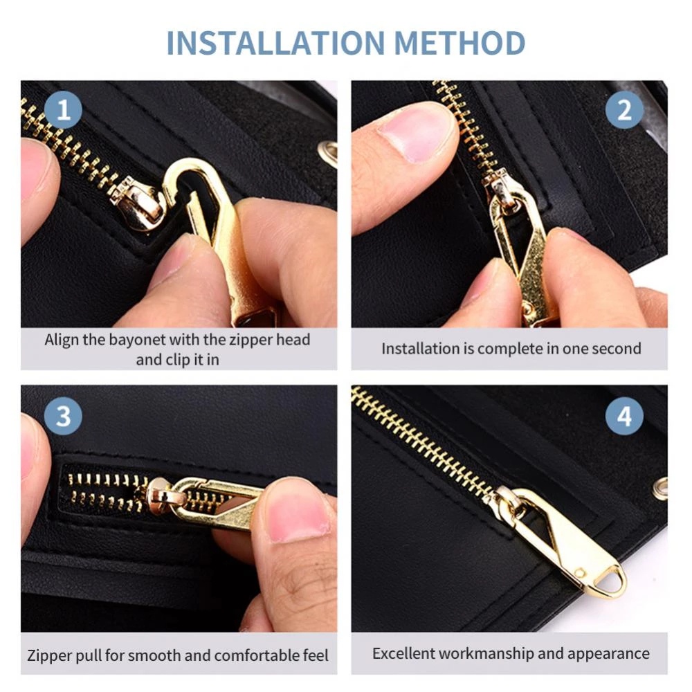 2 Pcs Universal Paduan Seng Ritsleting Tarik Kepala DIY Tangan Dijahit Aksesoris Pakaian Dapat Dilepas Logam Ritsleting Kepala Perbaikan Kit Zipper Slider